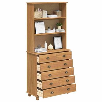 Berkfield Home Hutch g&Auml;&uacute;ASKIMg&Auml;&ugrave; Honey Brown 91x40x199.5 cm Solid Wood Pine