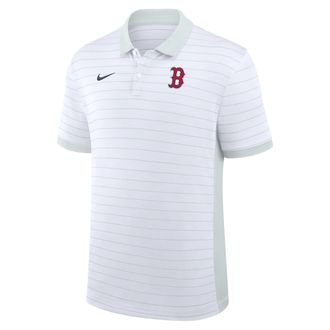 Nike Boston Red Sox Authentic Collection Striped Victory Nike Mens Dri-FIT MLB Polo in White | 03BG0GJCBQ-P81