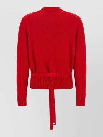 Ferragamo cashmere ribbed cropped belted cardigan