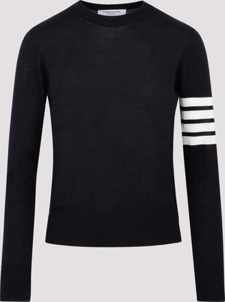 Thom Browne Navy Blue Wool 4-bar Relaxed Pullover