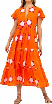 Oliphant V-Neck Maxi Dress In Mela Orange