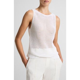 Vince Cotton Blend Cord Openwork Tank in Optic White at Nordstrom, Size Xx-Small