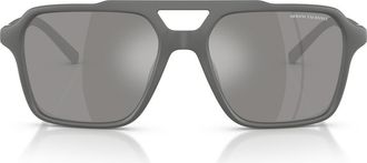 A|X Armani Exchange 57mm Polarized Pilot Sunglasses in Grey /Grey Mirror Silver at Nordstrom