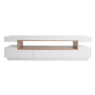 Miliboo Mueble De Tv De Dise&ntilde;o Blanco Y Madera L200 Cm Livo