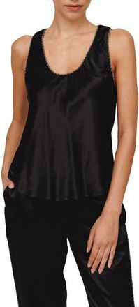 Bella Dahl Beaded Trim Satin Tank in Black at Nordstrom, Size X-Small