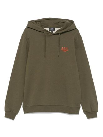 A.P.C. logo-print hoodie - Green
