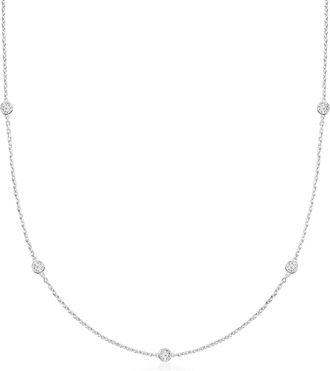 Ross-Simons Lab-Grown Diamond Station Necklace in Sterling Silver