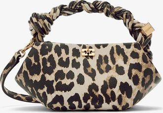 Ganni Brown Leopard Grained Mini Bou Bag