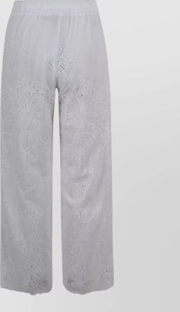 Ermanno Scervino wide leg sheer cotton trousers tassels