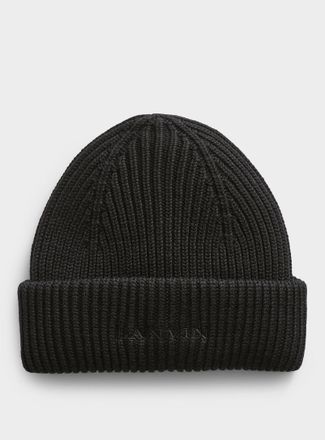 Lanvin Mens Embroidered pure wool Tuque Hat