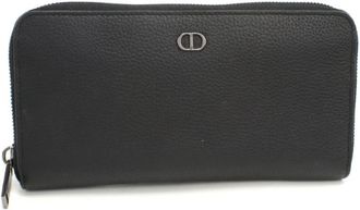 Dior Black Leather Long Wallet (Bi-Fold) (Pre-Owned)