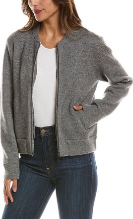 Fort&eacute; Cashmere Zip 100% Cashmere Bomber Cardigan