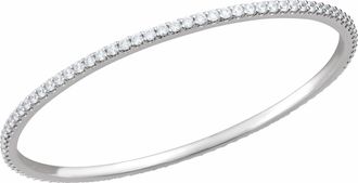 Diamond2Deal 14k White Gold 4 CTW Lab-Grown Diamond Stackable Bangle Bracelet 8
