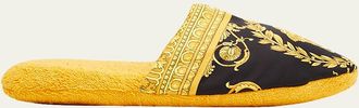 Versace Mens Barocco-Print Mule Slippers