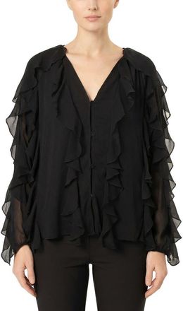 Area Stars Flyn Ruffle Blouse in Black at Nordstrom, Size X-Small L