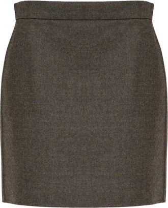 Max Mara Falda Acinoso de Lana - Skirts - Mujer - Marr&oacute;n - 2XS