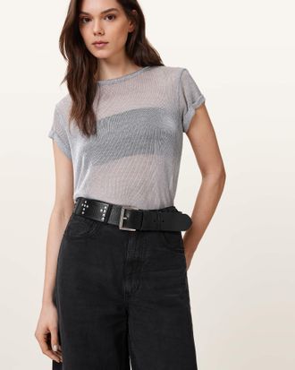 AllSaints Cross Maxx Leather Belt