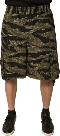 Dolce & Gabbana Mens Black Gold Patterned Cotton Bermuda Shorts