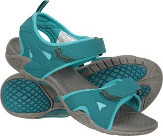 Mountain Warehouse Andros Womens Sandals - Textile Lined Shoes, Hook & Loop Fastening, Phylon Footbed - For Walking, Travelling & Beach Teal Adult Shoe Size 5