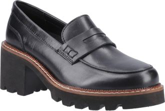 Hush Puppies Giavanna Leather WoMens Black Loafers - Size UK 7
