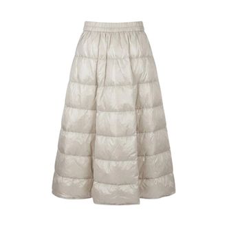Moncler Midi Gewatteerde Rok - Dames - Rokken - Beige - Maat: 2XS Leer