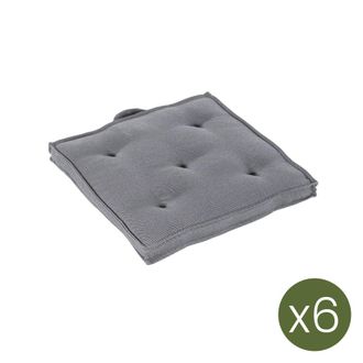 ED&Egrave;N JARD&Iacute; Pack de 6 cojines para sillas de jard&iacute;n olefin gris 42x42 cm