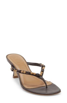 Staud Freja Woven Thong Slide Sandal in Wood Beads at Nordstrom, Size 11.5Us