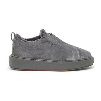 Santoni Zapatillas de Ante sin Cordones con Pelo - Shoes - Mujer - Gris - 37 1/2 EU