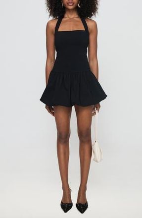 Princess Polly Gigli Bubble Hem Halter Minidress in Black at Nordstrom Rack, Size 6