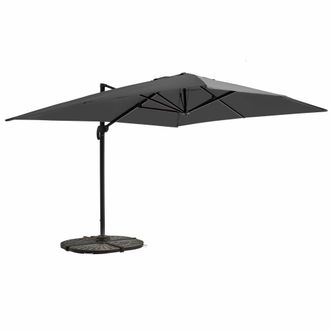 Oviala Parasol exc&eacute;ntrico 3x4m antracita giratorio + 4 losas base
