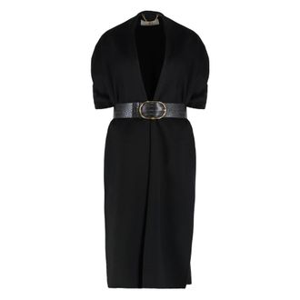 Elisabetta Franchi Belted Coats, female, Black, M, Cape in double wool cloth