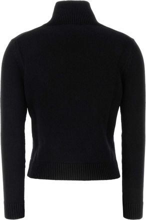Balenciaga Womens Wool-Cashmere Blend Sweater Black
