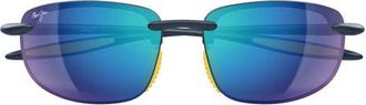Maui Jim Hookipa Ultra 63mm PolarizedPlus2 Oval Sunglasses in Dark Blue /Blue at Nordstrom