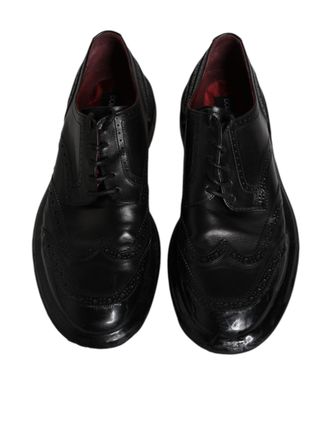 Dolce & Gabbana Mens Black Leather Derby Wingtip Formal Shoes Calfskin