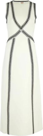Johanna Ortiz Spiritual V-neck Midi Jurk - Dames - Maxi kleedjes - Beige - M - Polyester - Kleedjes