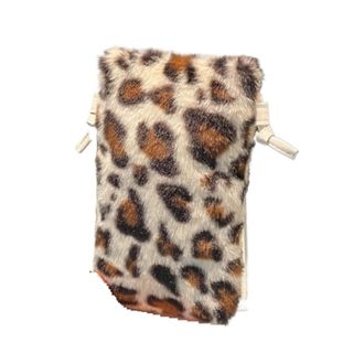 Generic Womens Plush Bags Plush Bag Underarm Shoulder Fashion Portable Western Style Leopard Print Womens Stuffed(Beige)