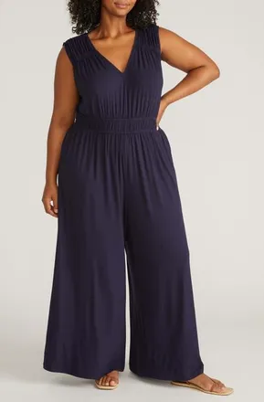 Universal Standard The Zoey Liquid Jersey Wide Leg Jumpsuit in Midnight Blue at Nordstrom, Size Xxx-Large