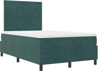 vidaXL Vidaxl - Cama Tipo Box Spring Verde Oscuro 120 X 200 Cm Terciopelo