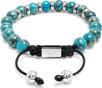 Nialaya Sterling Silver Beaded Bracelet in Turquoise at Nordstrom, Size Medium