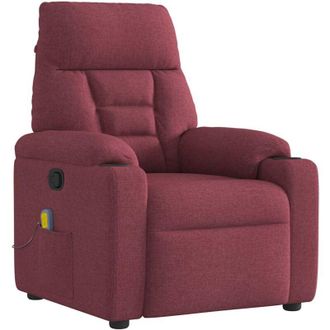 vidaXL Sill&oacute;n De Masaje Reclinable De Tela Color Vino Tinto Vidaxl