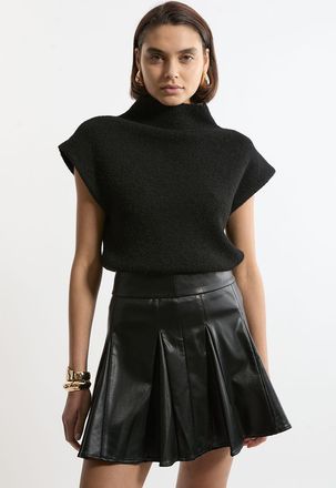 Karen Millen Womens Faux Leather Flippy Mini Skirt - Black - Size 10 UK