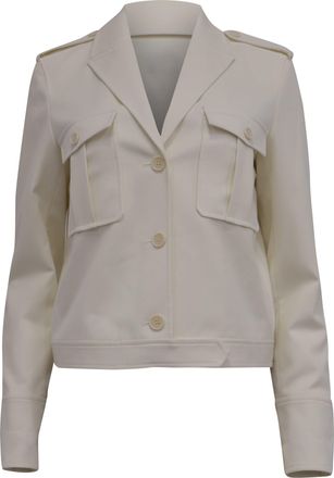 Theory Button-Down Cropped Jacket in White Wool