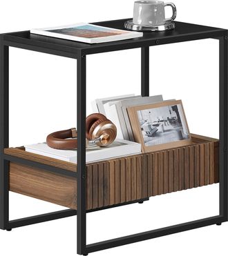OEM Elegante Mesa Auxiliar Con Estante Para La Sala De Estar. Mesita De Noche Marr&oacute;n