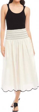Fifteen Twenty Elsa Smocked Waist Midi Skirt In Cream