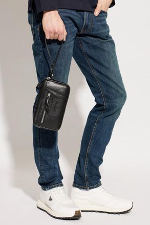 Emporio Armani Leather Handbag, Mens, Black