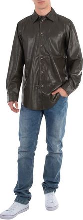 Nanushka Soil Landis Alt-Leather Shirt, Size X-Large