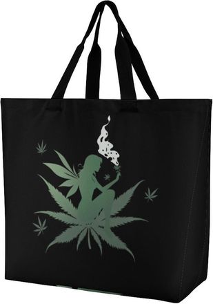 Generic Weed Fairy Large Reusable Shopping Bag Lightweight Foldable Tote Bags Washable Shoulder Handbag