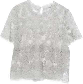 Ermanno Scervino Grey Lace-trimmed Short-sleeved T-shirt