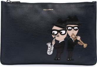Dolce & Gabbana Pre-owned Womens Cartoon Print Leather Clutch - Dark Blue - One Size