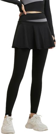 Generic Skirted Legging for Women, Yoga Legging with Skirts &Women Tennis Leggings Clothes S-2XL (Black,L)